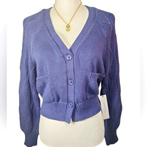 Stitches & Stripes Cotton Blue Knit  Cardigan. S